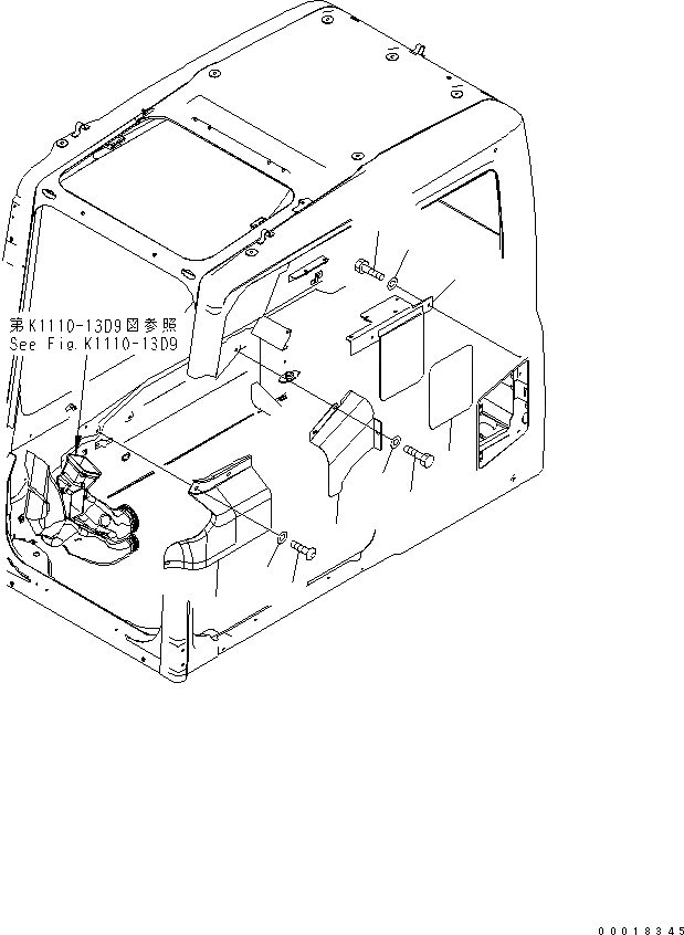 Схема запчастей Komatsu PC200-7 - ОСНОВН. КОНСТРУКЦИЯ (КАБИНА) (ПЛАСТИНА) (БЕЗ КОНДИЦ. ВОЗДУХА)(№-) КАБИНА ОПЕРАТОРА И СИСТЕМА УПРАВЛЕНИЯ