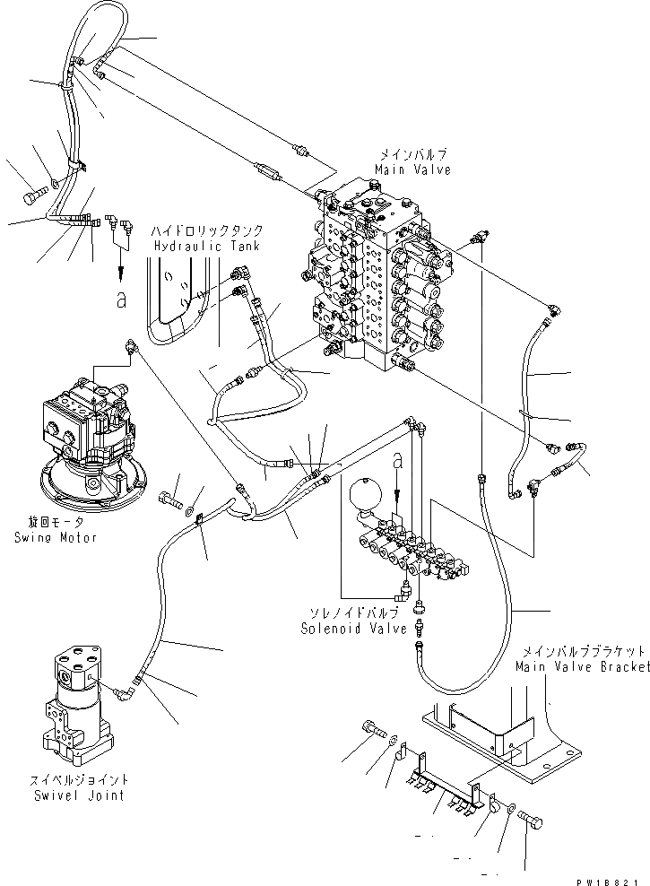 Схема запчастей Komatsu PC200-7-AP - СОЛЕНОИДНЫЙ КЛАПАН (ПАТРУБКИ И КОРПУС) ГИДРАВЛИКА