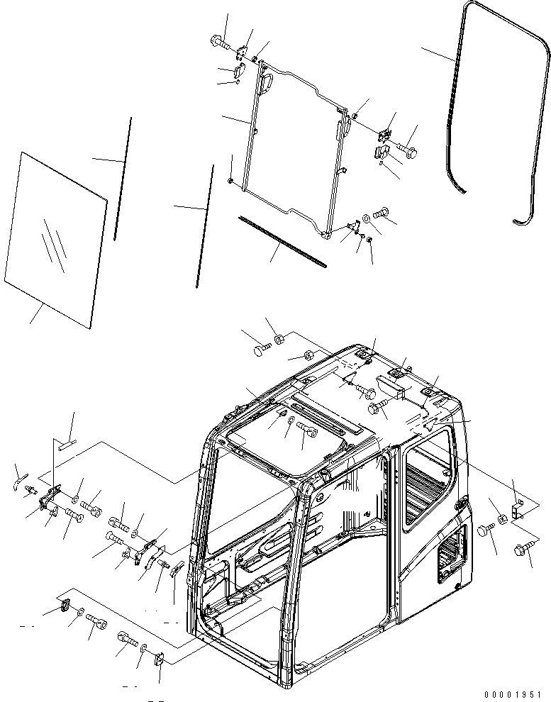 Схема запчастей Komatsu PC200-7-AP - КАБИНА (ПЕРЕДН. ОКНА)(№89-) КАБИНА ОПЕРАТОРА И СИСТЕМА УПРАВЛЕНИЯ