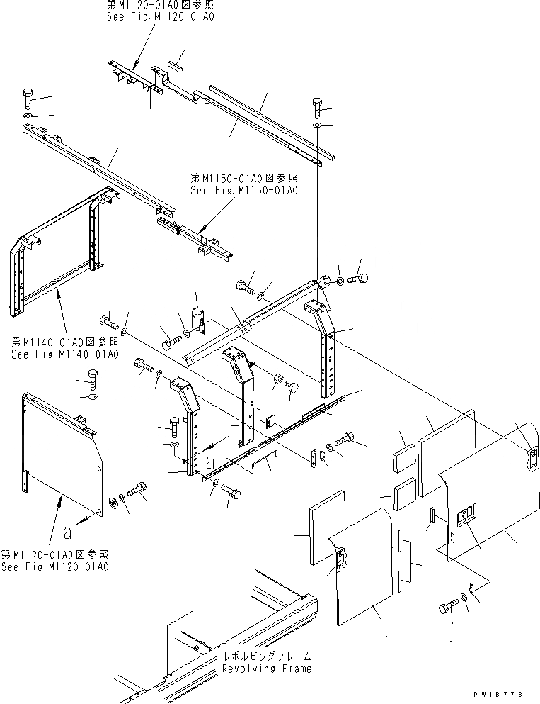 Схема запчастей Komatsu PC200-7-AP - ЛЕВ. ДВЕРЬ (КАБИНА)(№-) ЧАСТИ КОРПУСА