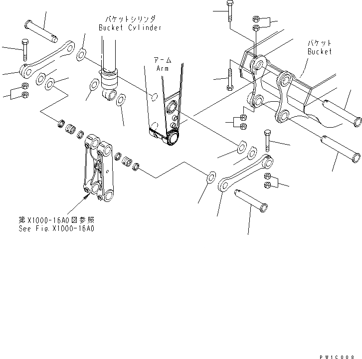 Схема запчастей Komatsu PC200-7-AP - РУКОЯТЬ (.9M) (СОЕДИНЕНИЕ КОВША) (ДЛЯ ПОДЪЕМА РУКОЯТИ) РАБОЧЕЕ ОБОРУДОВАНИЕ