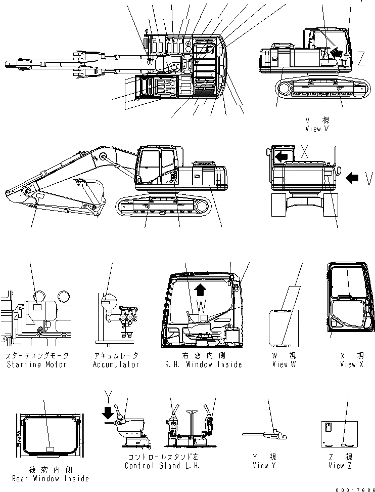 Схема запчастей Komatsu PC200-7-AP - ТАБЛИЧКИ (ЯПОН.)(№-) МАРКИРОВКА