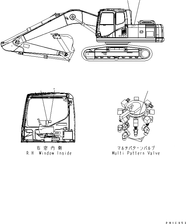 Схема запчастей Komatsu PC200-7-AP - ПЛАСТИНА (MALTI PATTERN¤ -WAY) (ЯПОН.) МАРКИРОВКА