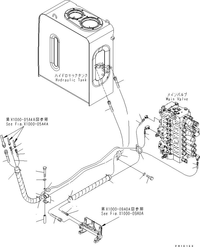 Схема запчастей Komatsu PC200-7-AP - РУКОЯТЬ CRANE (ВОЗВРАТН. ЛИНИЯ) (КЛАПАН ПЕРЕГРУЗКИ)(№97-) СПЕЦ. ОПЦИИ