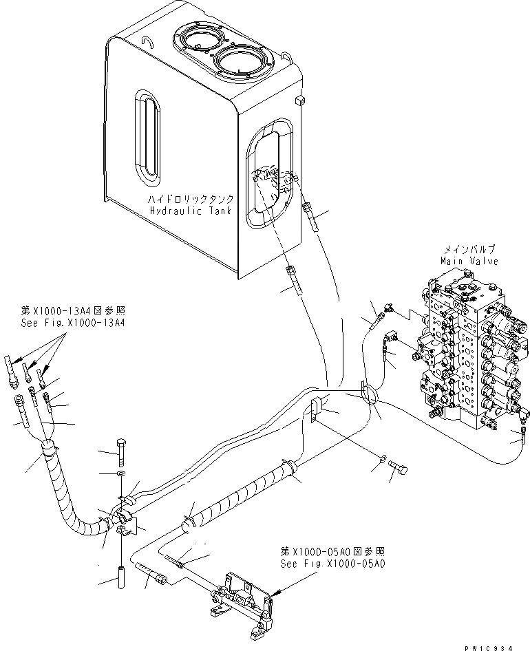 Схема запчастей Komatsu PC200-7-AP - РУКОЯТЬ CRANE (ВОЗВРАТН. ЛИНИЯ) (КЛАПАН ПЕРЕГРУЗКИ)(№-97) СПЕЦ. ОПЦИИ