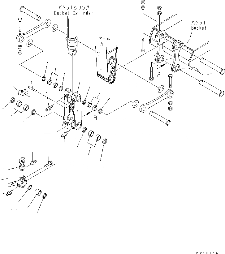 Схема запчастей Komatsu PC200-7-AP - РУКОЯТЬ CRANE (СОЕДИНЕНИЕ КОВША)(№97-) СПЕЦ. ОПЦИИ