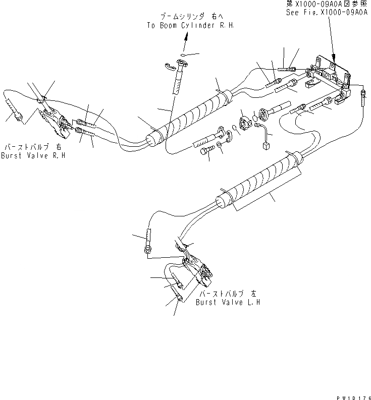 Схема запчастей Komatsu PC200-7-AP - РУКОЯТЬ CRANE (ШЛАНГИ СТРЕЛЫ)(№97-) СПЕЦ. ОПЦИИ