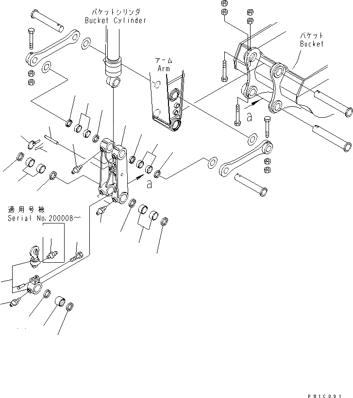 Схема запчастей Komatsu PC200-7-AP - РУКОЯТЬ CRANE (СОЕДИНЕНИЕ КОВША)(№-97) СПЕЦ. ОПЦИИ