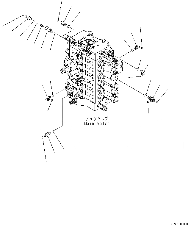 Схема запчастей Komatsu PC200-7-AA - ОСНОВН. КЛАПАН (СОЕДИНИТЕЛЬН. ЧАСТИ) (/) ГИДРАВЛИКА