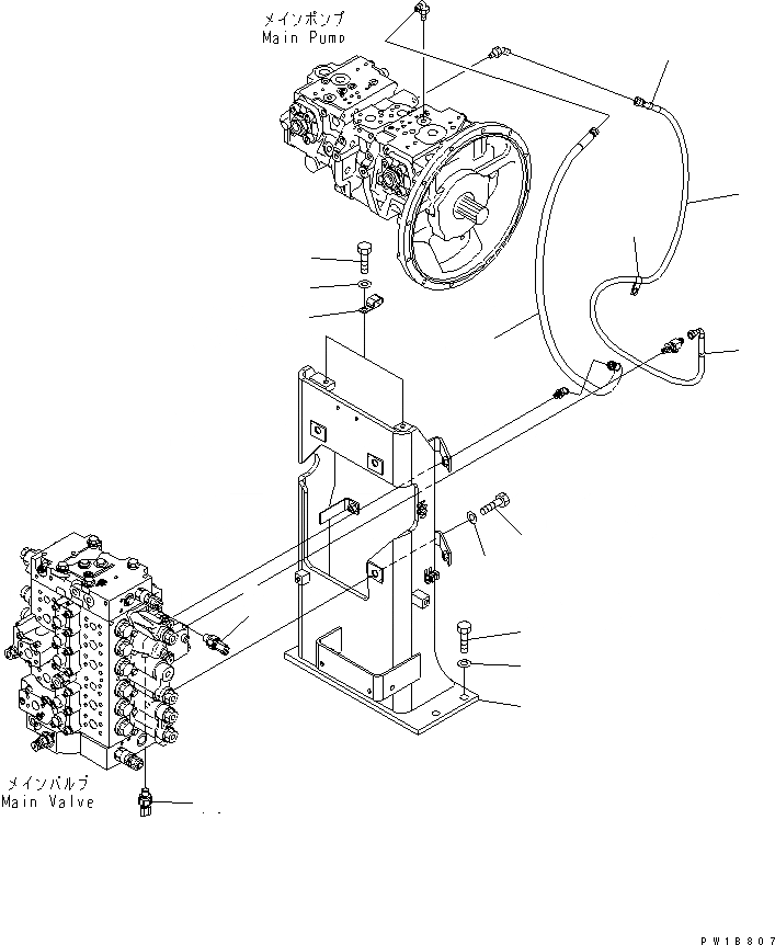 Схема запчастей Komatsu PC200-7-AA - ОСНОВН. КЛАПАН (КОРПУС КЛАПАНА) ГИДРАВЛИКА