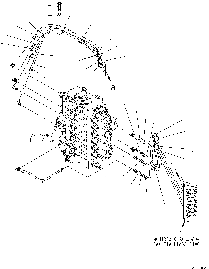 Схема запчастей Komatsu PC200-7-AA - ОСНОВН. ЛИНИЯ PPC (ШЛАНГИ) ГИДРАВЛИКА