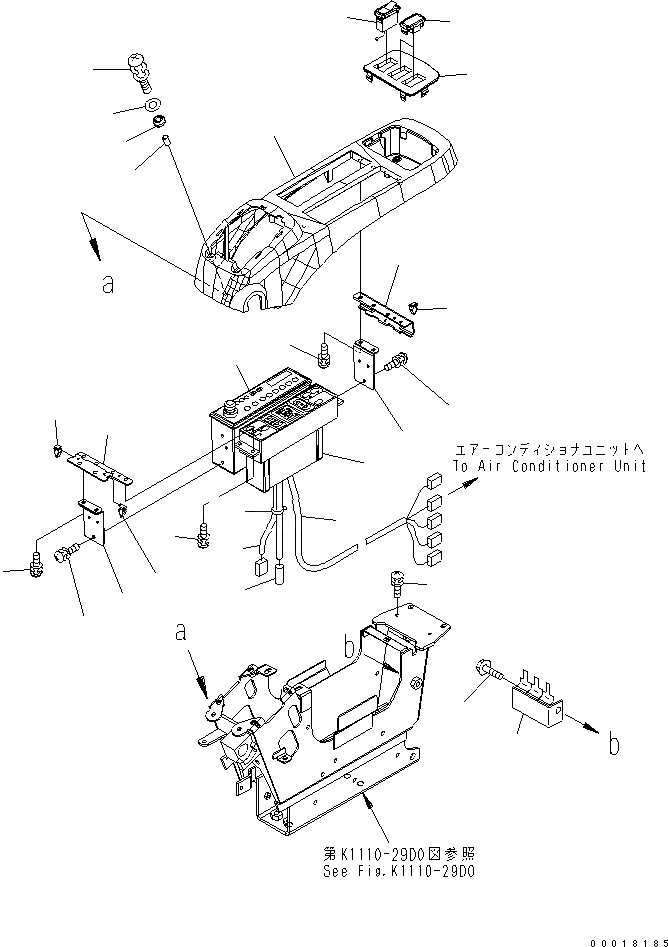 Схема запчастей Komatsu PC200-7-AA - ОСНОВН. КОНСТРУКЦИЯ (КАБИНА) (КОНСОЛЬ) (ВЕРХН.) (С КОНДИЦИОНЕРОМ И РАДИО) (ЛЕВ.) (С ПРОБЛЕСК. МАЯКОМ)(№-) КАБИНА ОПЕРАТОРА И СИСТЕМА УПРАВЛЕНИЯ