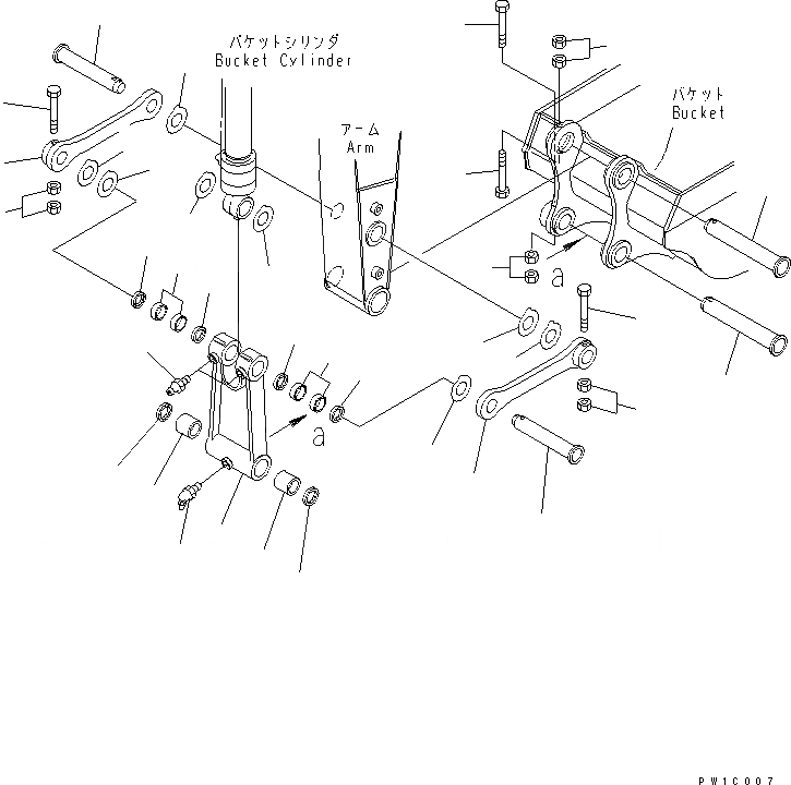 Схема запчастей Komatsu PC200-7-AA - РУКОЯТЬ (.M) (СОЕДИНЕНИЕ КОВША) РАБОЧЕЕ ОБОРУДОВАНИЕ