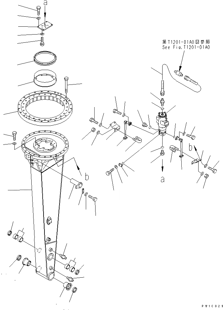 Схема запчастей Komatsu PC200-7-AA - ROTATION РУКОЯТЬ (ВТОР. РУКОЯТЬ)(№9-) РАБОЧЕЕ ОБОРУДОВАНИЕ