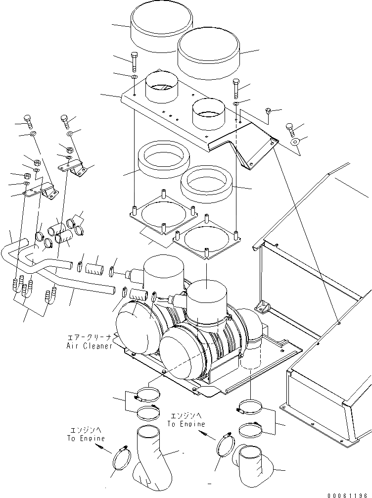 Схема запчастей Komatsu PC2000-8 - INTAKE И ВЫПУСКН. (INTAKE) (ШЛАНГИ) (ПРЕФИЛЬТР COVER)(№-) КОМПОНЕНТЫ ДВИГАТЕЛЯ