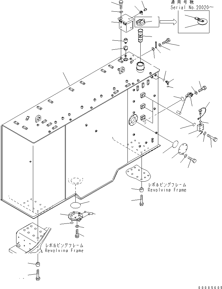 Схема запчастей Komatsu PC2000-8 - ТОПЛИВН. БАК. (С ПОРУЧНЯМИ)(№-) ТОПЛИВН. БАК. AND КОМПОНЕНТЫ