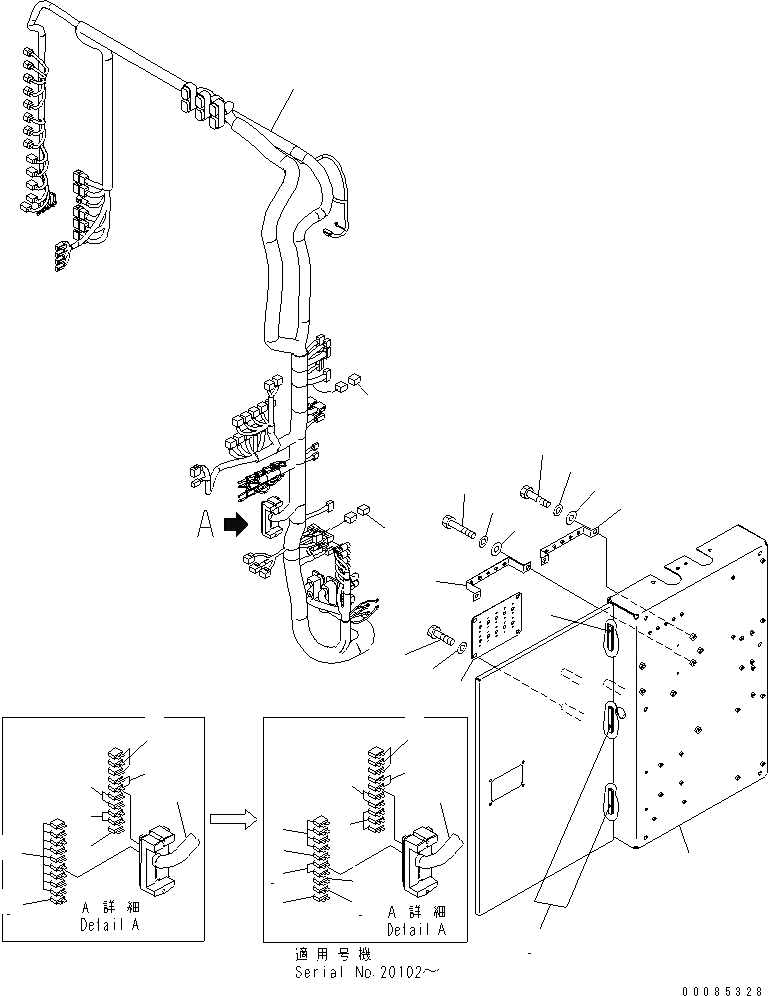 Схема запчастей Komatsu PC2000-8 - ЭЛЕКТРИКА (КАБИНА ОСНОВ.) (Э/ПРОВОДКА И КОРПУС)(№-9) ЭЛЕКТРИКА