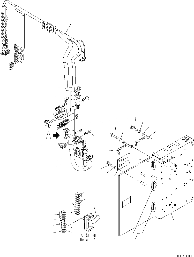 Схема запчастей Komatsu PC2000-8 - ЭЛЕКТРИКА (КАБИНА ОСНОВ.) (Э/ПРОВОДКА И КОРПУС)(№-9) ЭЛЕКТРИКА