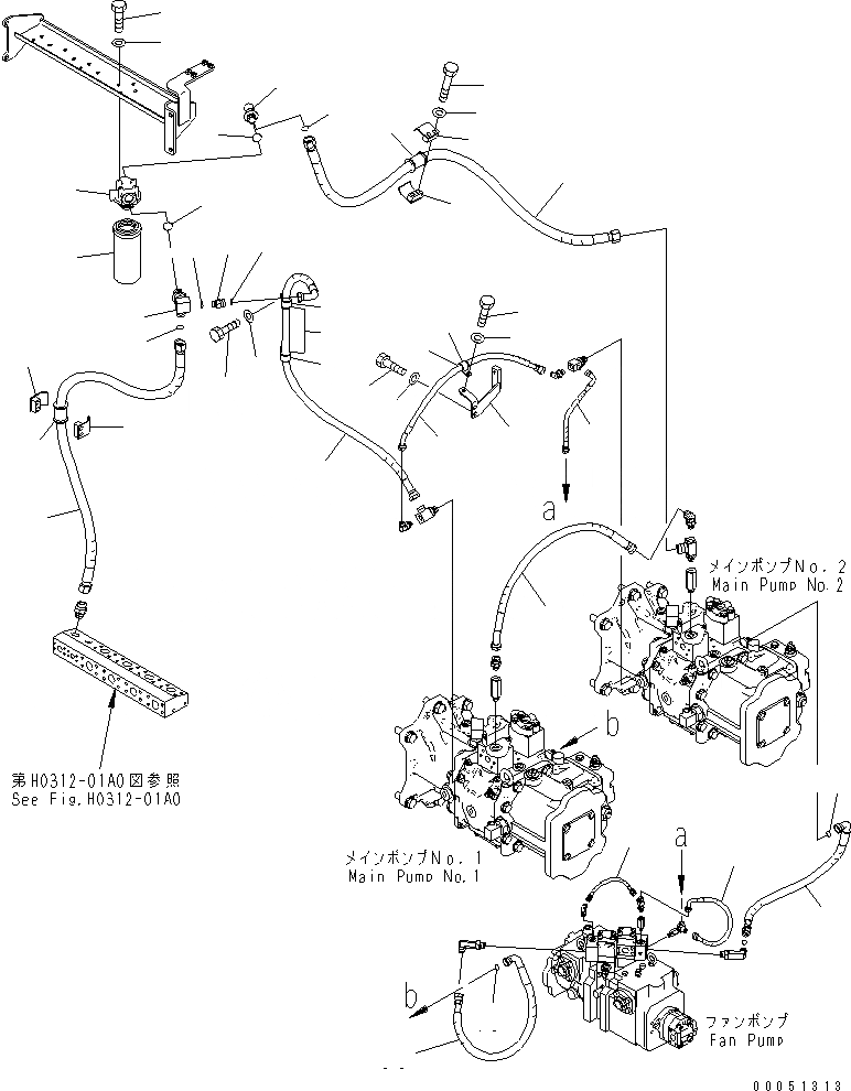 Схема запчастей Komatsu PC2000-8 - PPC НАСОС ВОЗВРАТНАЯ ЛИНИЯ (ШЛАНГИ) (/)(№-) ГИДРАВЛИКА