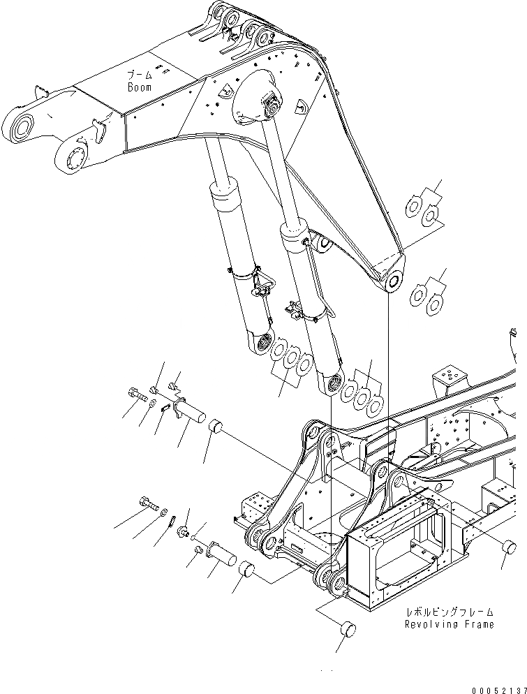 Схема запчастей Komatsu PC2000-8 - ПАЛЕЦ СТРЕЛЫ(ЭКСКАВАТ.)(№-) ОСНОВНАЯ РАМА И ЕЕ ЧАСТИ