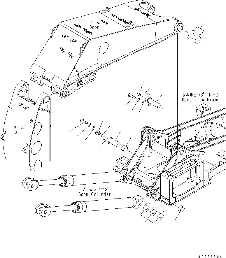 Схема запчастей Komatsu PC2000-8 - ПАЛЕЦ СТРЕЛЫ(ДЛЯ ПОГРУЗ.)(№-) ОСНОВНАЯ РАМА И ЕЕ ЧАСТИ