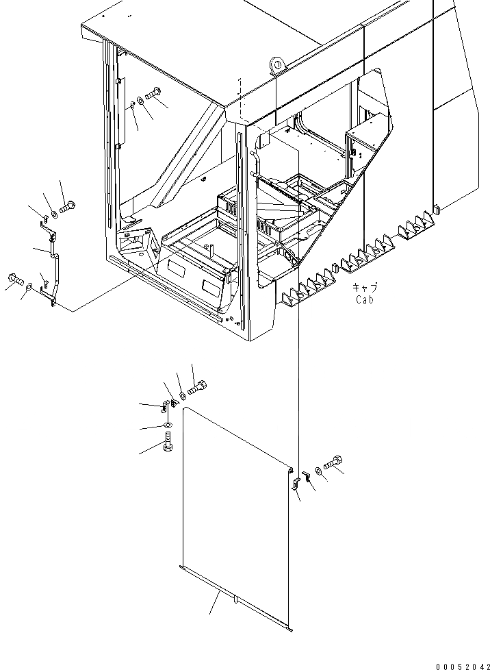 Схема запчастей Komatsu PC2000-8 - КАБИНА (CURTAIN) (ПЕРЕДН.)(№-) КАБИНА ОПЕРАТОРА И СИСТЕМА УПРАВЛЕНИЯ