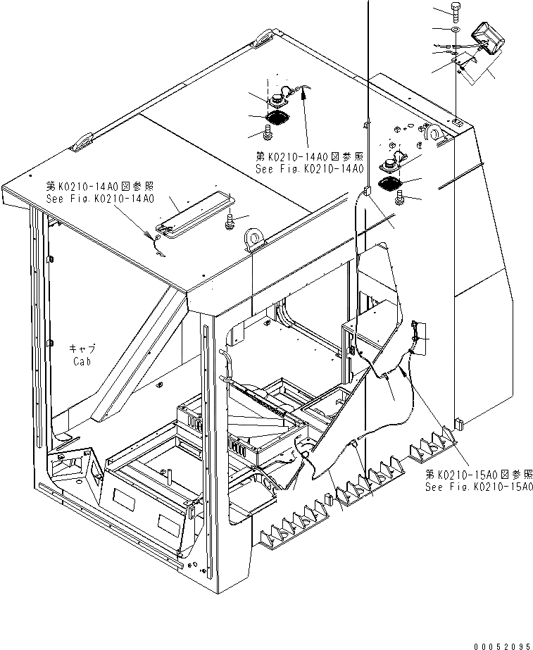 Схема запчастей Komatsu PC2000-8 - КАБИНА (ЭЛЕКТР. EQUIP) (ОСВЕЩЕНИЕ¤ ГРОМКОГОВОРИТ.¤ АНТЕННА И ПОДСВЕТКА СТУПЕНЕЙ)(№-) КАБИНА ОПЕРАТОРА И СИСТЕМА УПРАВЛЕНИЯ