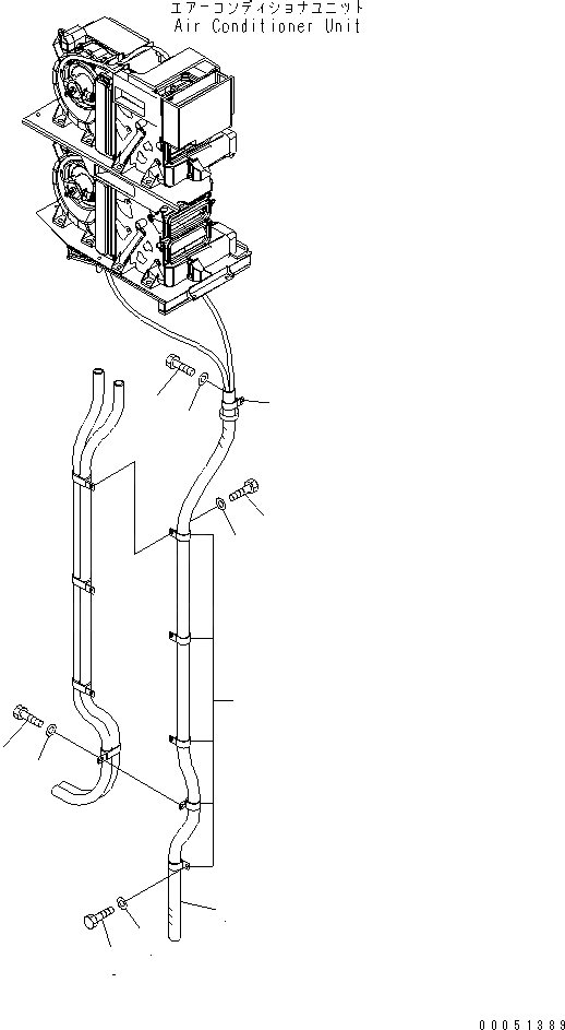 Схема запчастей Komatsu PC2000-8 - КОНДИЦ. ВОЗДУХА (ДРЕНАЖНЫЕ ПАТРУБКИ)(№-) КАБИНА ОПЕРАТОРА И СИСТЕМА УПРАВЛЕНИЯ