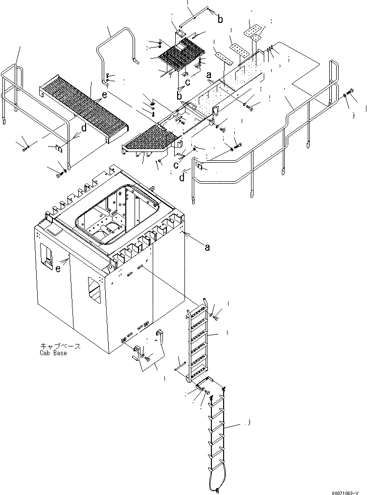 Схема запчастей Komatsu PC2000-8 - КАБИНА КРЕПЛЕНИЕ (СТУПЕНИ) (С ФИКС. ЭКСТРЕНН. ЛЕСТНИЦА)(№8-9) КАБИНА ОПЕРАТОРА И СИСТЕМА УПРАВЛЕНИЯ