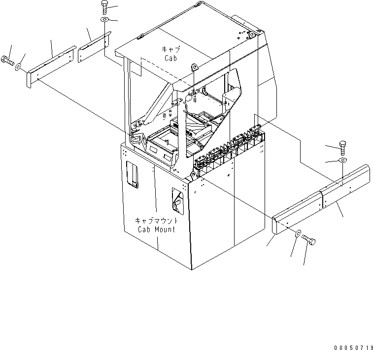 Схема запчастей Komatsu PC2000-8 - КАБИНА КРЕПЛЕНИЕ (COVER)(№-) КАБИНА ОПЕРАТОРА И СИСТЕМА УПРАВЛЕНИЯ