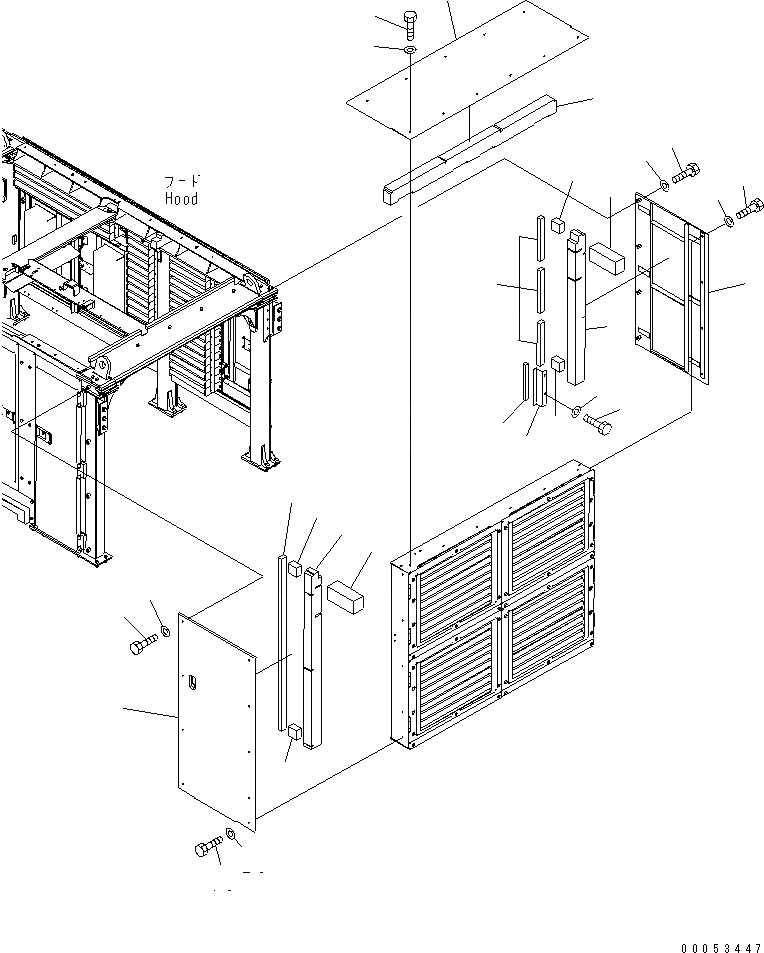 Схема запчастей Komatsu PC2000-8 - КАПОТ (COVER¤ ЛЕВ.)(№-9) ЧАСТИ КОРПУСА