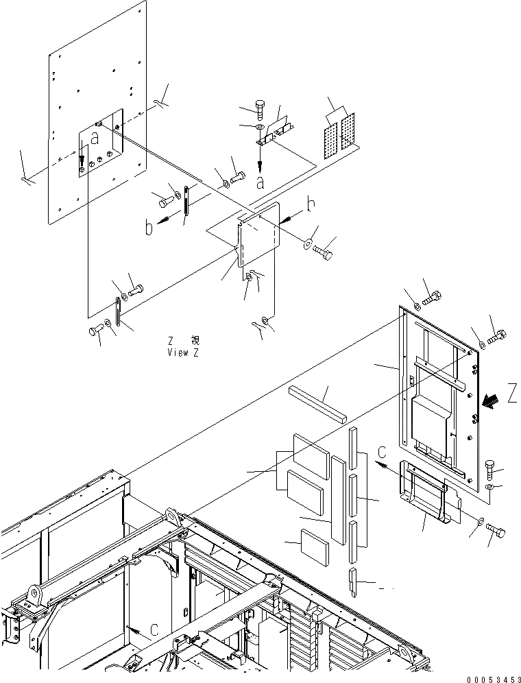 Схема запчастей Komatsu PC2000-8 - КАПОТ (COVER¤ ПРАВ.) (ЗАДН.)(№-) ЧАСТИ КОРПУСА