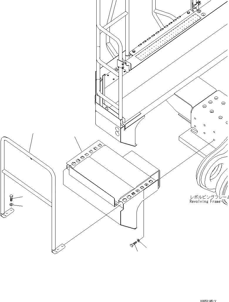 Схема запчастей Komatsu PC2000-8 - ПРАВ. КРЫШКА(COVER¤ ПРАВ.) (ТОПЛИВН. БАК. ПЕРЕДН.)(№-) ЧАСТИ КОРПУСА