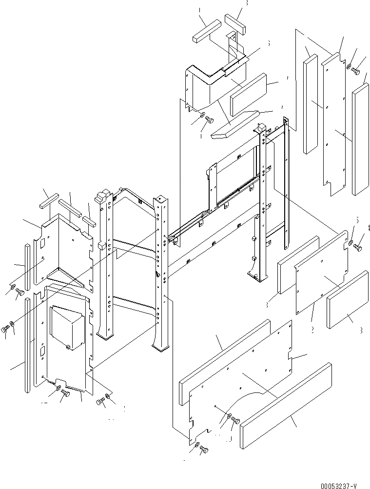 Схема запчастей Komatsu PC2000-8 - ПЕРЕГОРОДКА. КРЫШКА(COVER)(№-) ЧАСТИ КОРПУСА