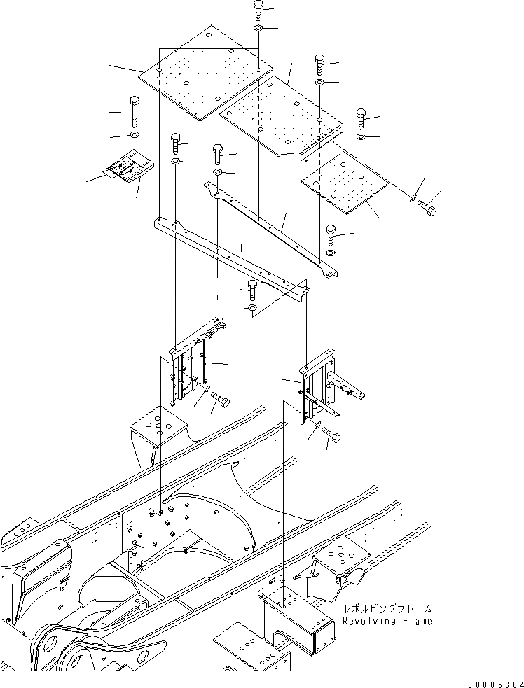 Схема запчастей Komatsu PC2000-8 - КРЫШКА(ОБСЛУЖ. ПОЛ)(№-) ЧАСТИ КОРПУСА