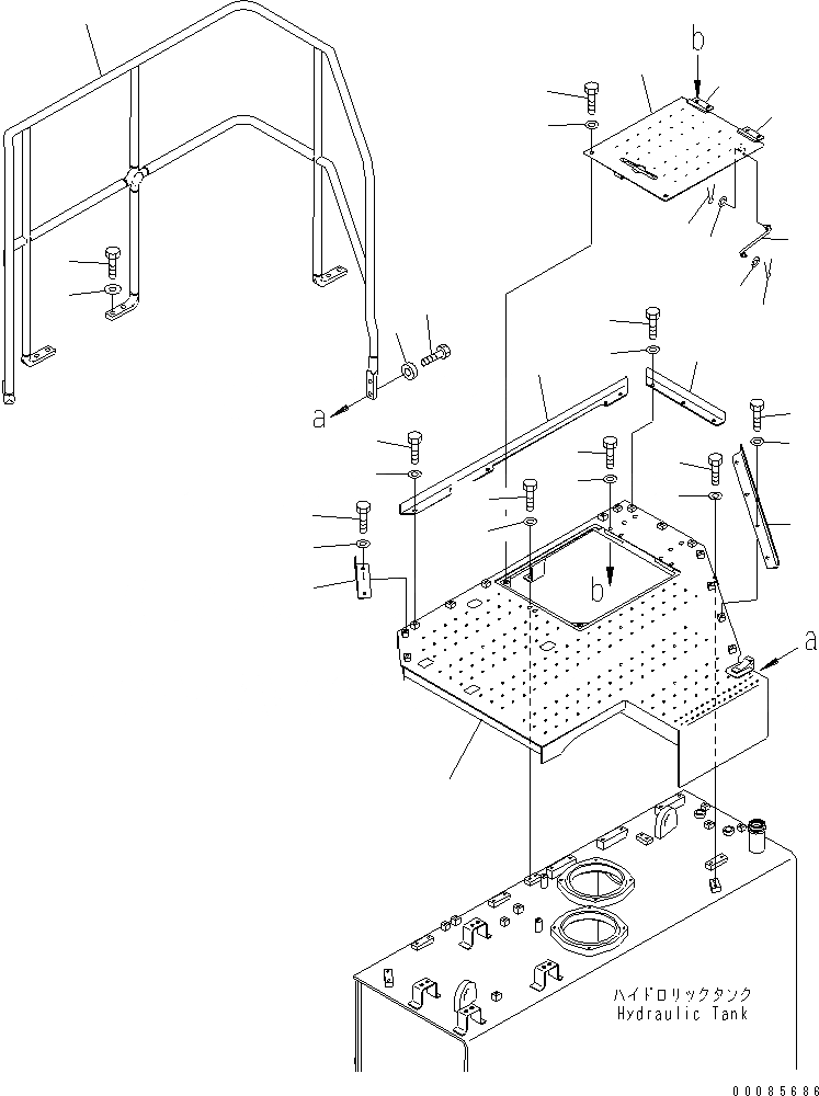 Схема запчастей Komatsu PC2000-8 - КРЫШКА(ГИДРАВЛ МАСЛ. БАК COVER)(№-) ЧАСТИ КОРПУСА