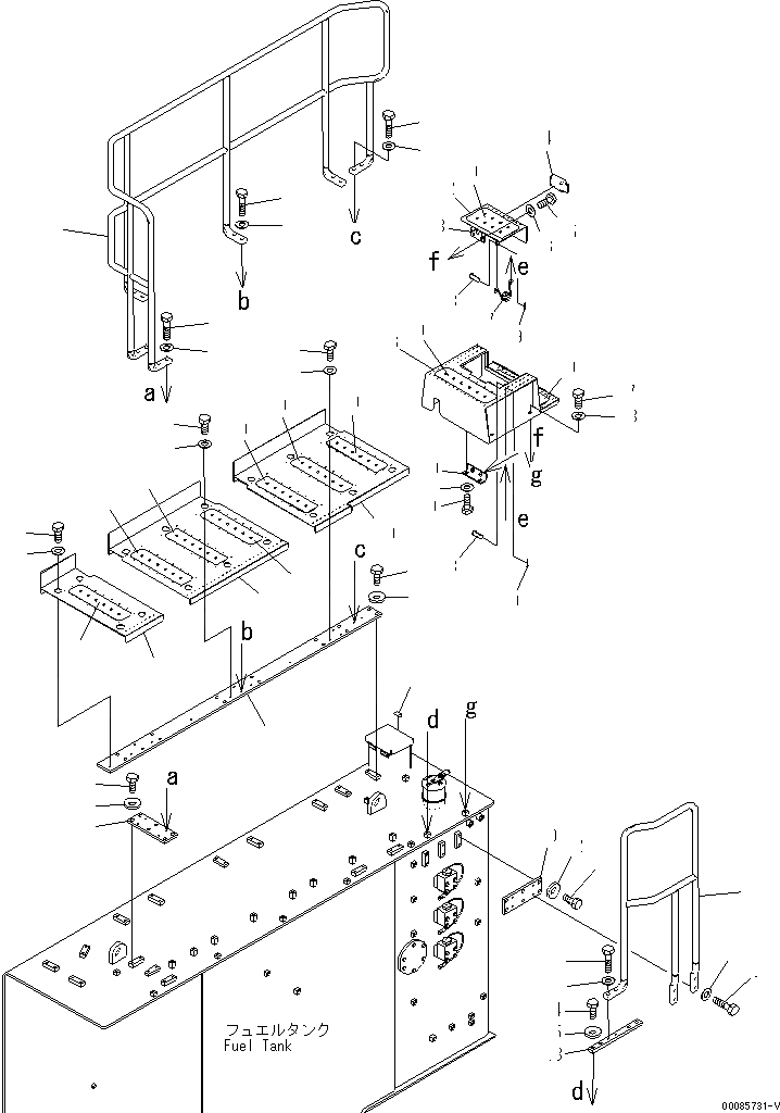 Схема запчастей Komatsu PC2000-8 - КРЫШКА(ПОРУЧНИAND ТОПЛИВН. БАК. COVER)(№-) ЧАСТИ КОРПУСА