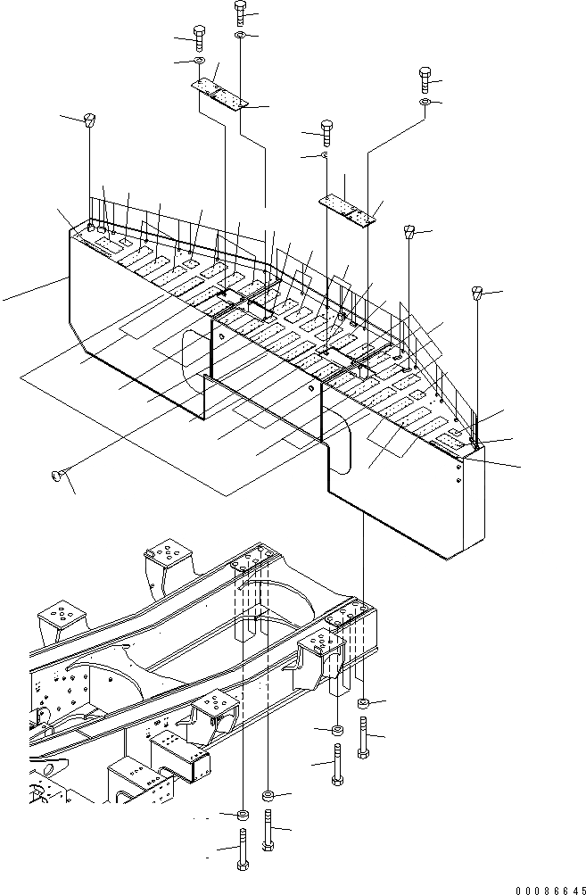 Схема запчастей Komatsu PC2000-8 - ПРОТИВОВЕС(№-) ЧАСТИ КОРПУСА