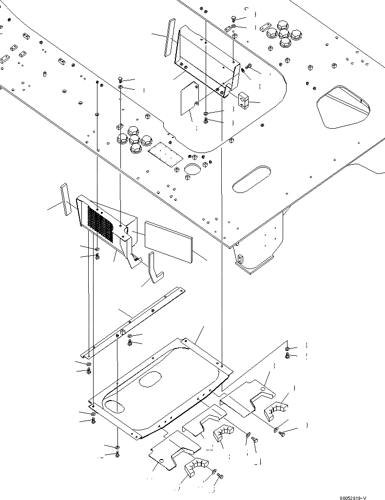 Схема запчастей Komatsu PC2000-8 - НИЖН. КРЫШКА (МЕХ-М ОТБОРА МОЩНОСТИ SECTION)(№-9) ЧАСТИ КОРПУСА