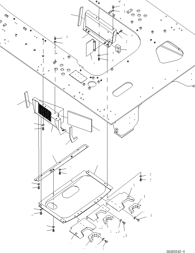 Схема запчастей Komatsu PC2000-8 - НИЖН. КРЫШКА (МЕХ-М ОТБОРА МОЩНОСТИ SECTION)(№-) ЧАСТИ КОРПУСА