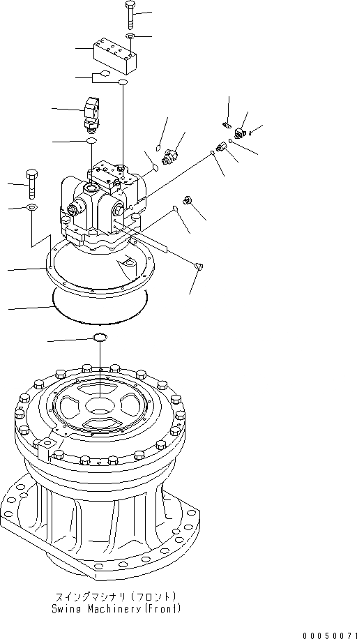 Схема запчастей Komatsu PC2000-8 - МОТОР ПОВОРОТА (ПЕРЕДН.)(№-) ПОВОРОТН. КРУГ И КОМПОНЕНТЫ