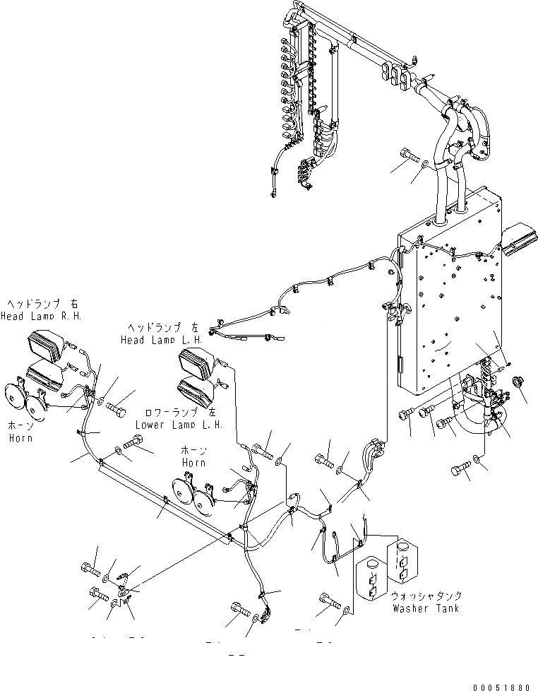 Схема запчастей Komatsu PC2000-8 - ЭЛЕКТРИКА (КАБИНА ОСНОВ.) (ПРОВОДКА И КРЕПЛЕНИЕ) (ЛАМПА РАБОЧ. ОСВЕЩЕНИЯ )(№-) ЭЛЕКТРИКА