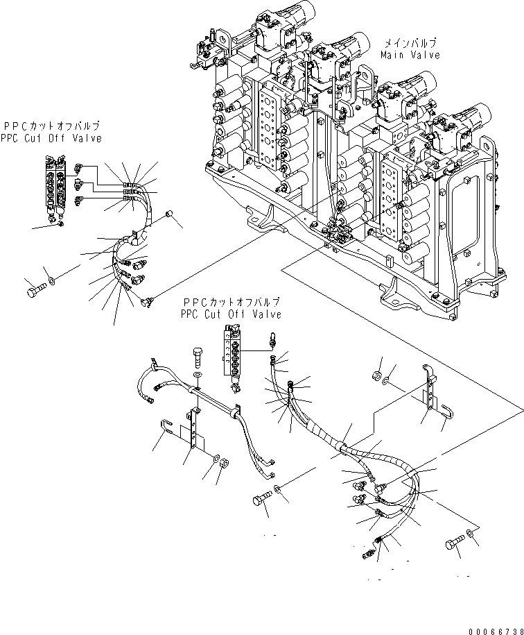 Схема запчастей Komatsu PC2000-8 - ОСНОВН. ЛИНИЯ PPC (ШЛАНГИ) (ПЕРЕДН. ) (/) (ДЛЯ ПОГРУЗ.)(№-) ГИДРАВЛИКА