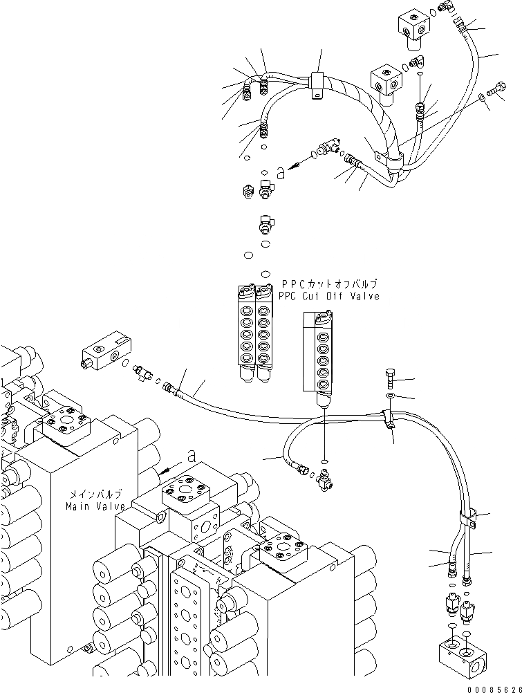 Схема запчастей Komatsu PC2000-8 - ОСНОВН. ЛИНИЯ PPC (ШЛАНГИ) (ЗАДН. ) (/) (ДЛЯ ПОГРУЗ.)(№7-) ГИДРАВЛИКА