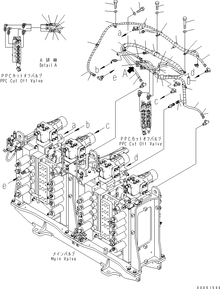 Схема запчастей Komatsu PC2000-8 - ОСНОВН. ЛИНИЯ PPC (ШЛАНГИ) (ЗАДН. ) (/) (ДЛЯ ПОГРУЗ.)(№-) ГИДРАВЛИКА