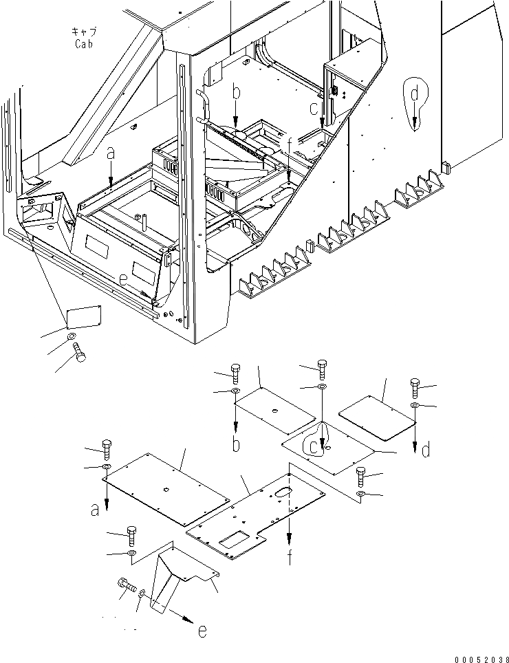 Схема запчастей Komatsu PC2000-8 - КАБИНА (ПОКРЫТИЕ ПОЛА)(№-) КАБИНА ОПЕРАТОРА И СИСТЕМА УПРАВЛЕНИЯ