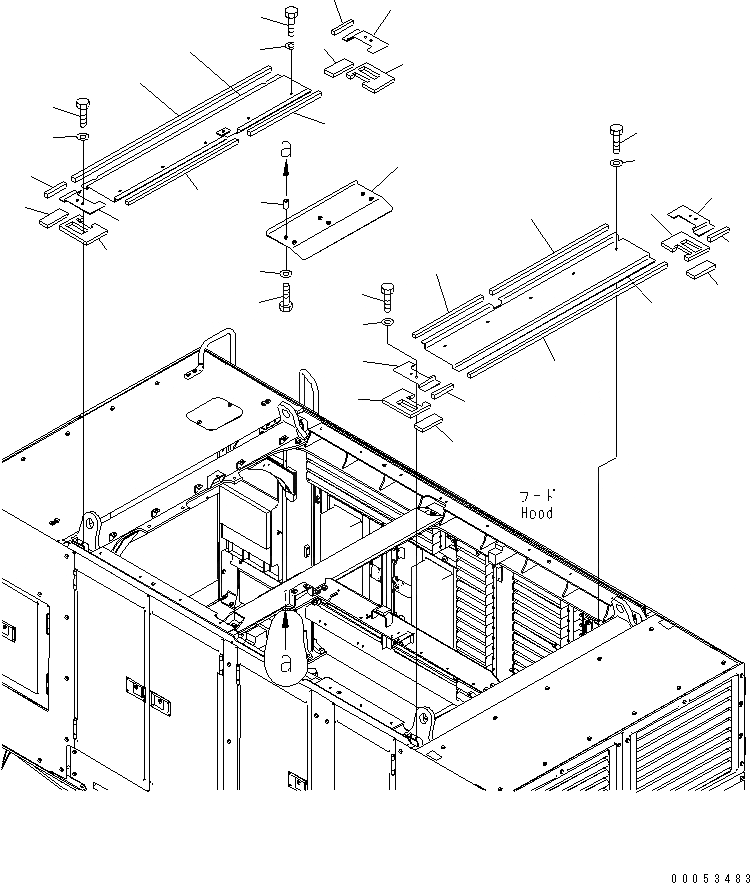 Схема запчастей Komatsu PC2000-8 - КАПОТ (ВЕРХН. РАМА) (COVER)(№-) ЧАСТИ КОРПУСА