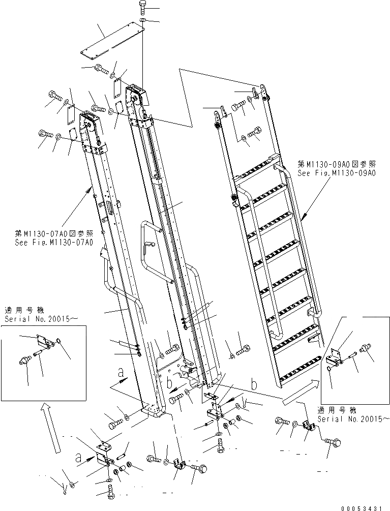 Схема запчастей Komatsu PC2000-8 - ЛЕВ. КРЫШКА(ЛЕСТНИЦА) (WIRE)(№-) ЧАСТИ КОРПУСА