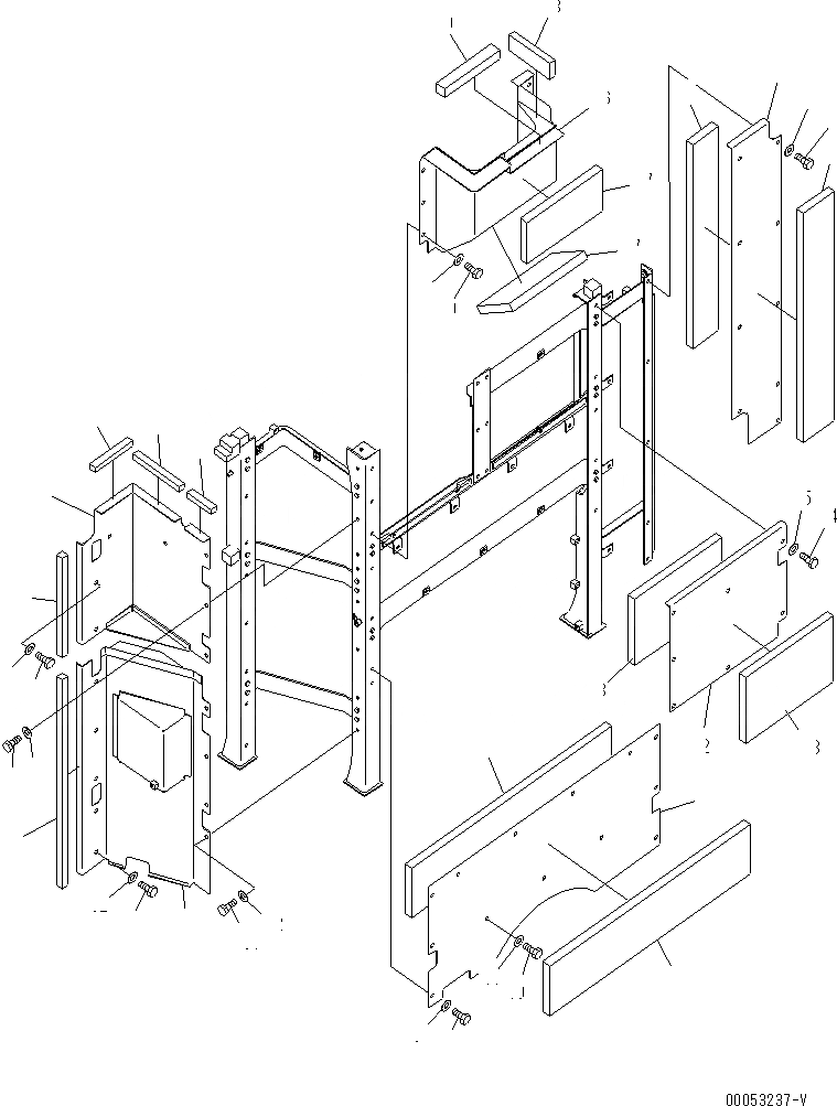 Схема запчастей Komatsu PC2000-8 - ПЕРЕГОРОДКА. КРЫШКА(COVER)(№-) ЧАСТИ КОРПУСА