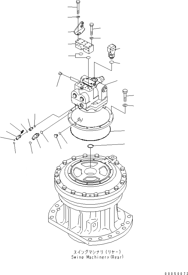 Схема запчастей Komatsu PC2000-8 - МОТОР ПОВОРОТА (ЗАДН.)(№-79) ПОВОРОТН. КРУГ И КОМПОНЕНТЫ